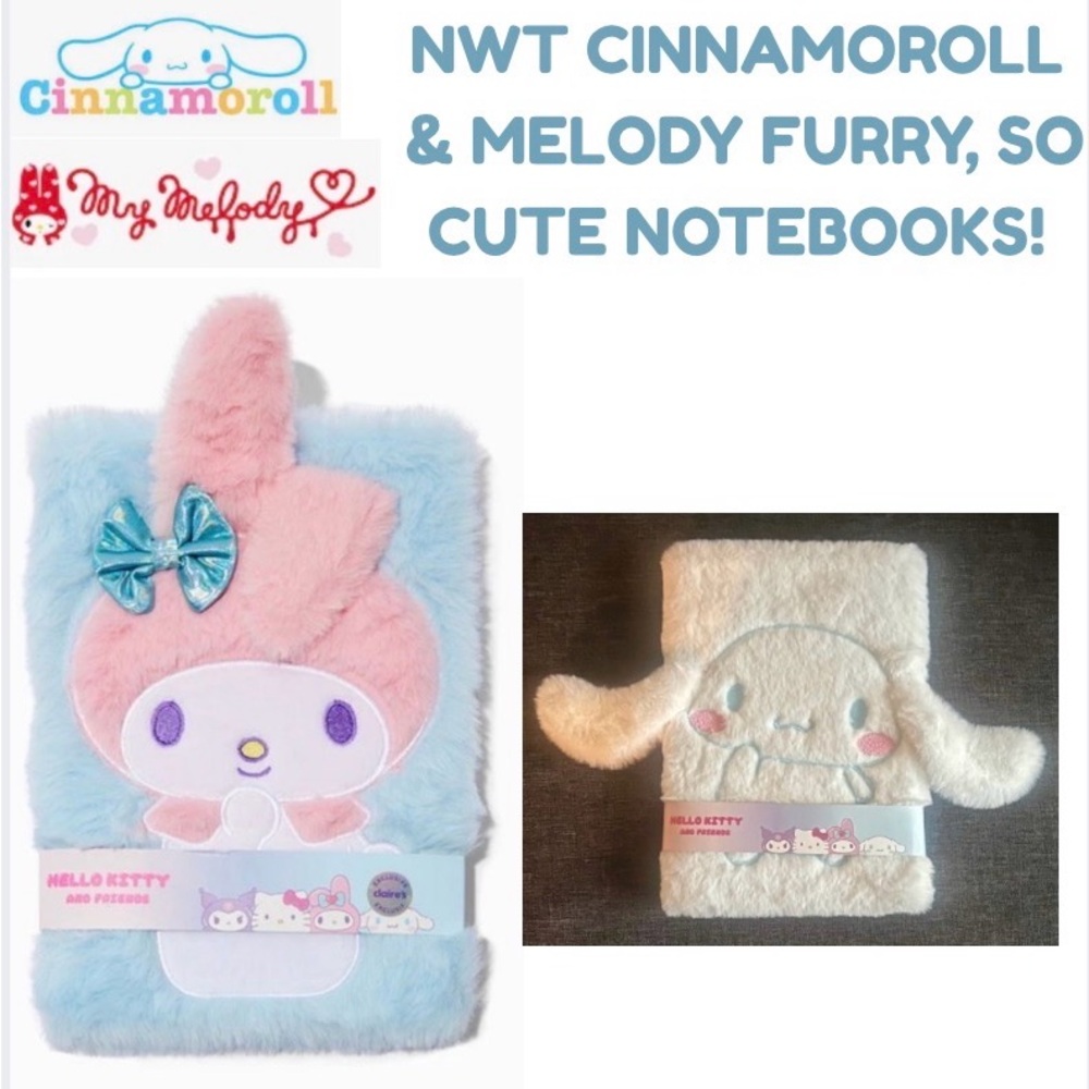 NWT HELLO KITTY MY MELODY OR CINNAMOROLL NOTEBOOKS! ILLUSTRATION ON EACH CORNER - Picture 2 of 8